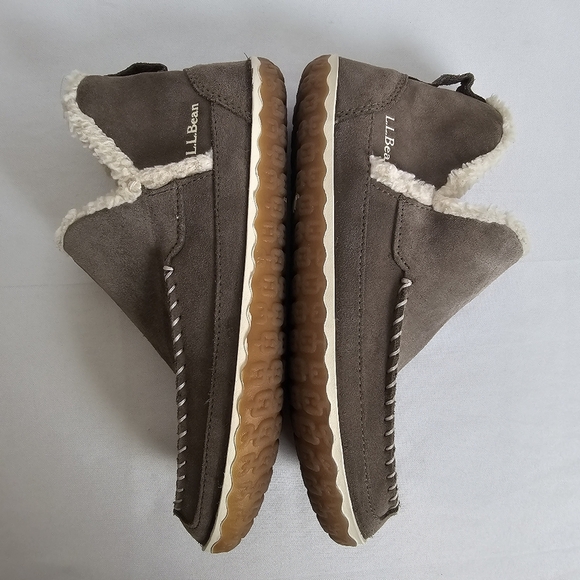 L.L.Bean Brown Suede Moccasins Plush Shearling Lined Size 10 - Picture 8 of 9